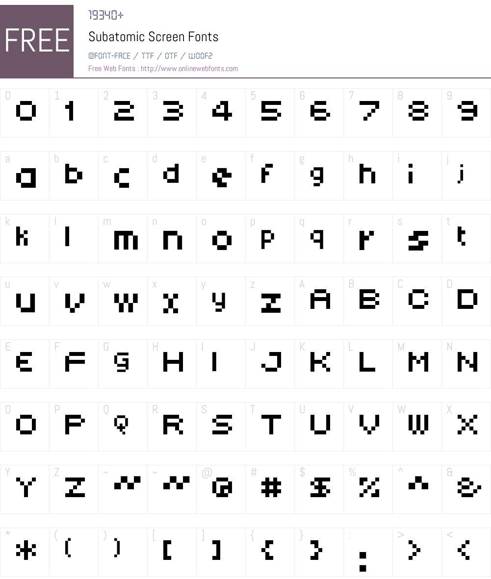 Subatomic Screen Font Screenshots
