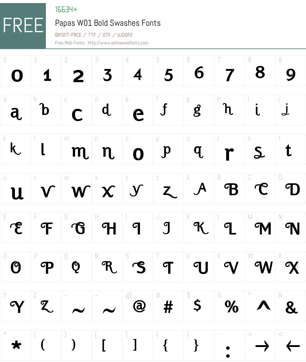 PapasW01-BoldSwashes Font Screenshots