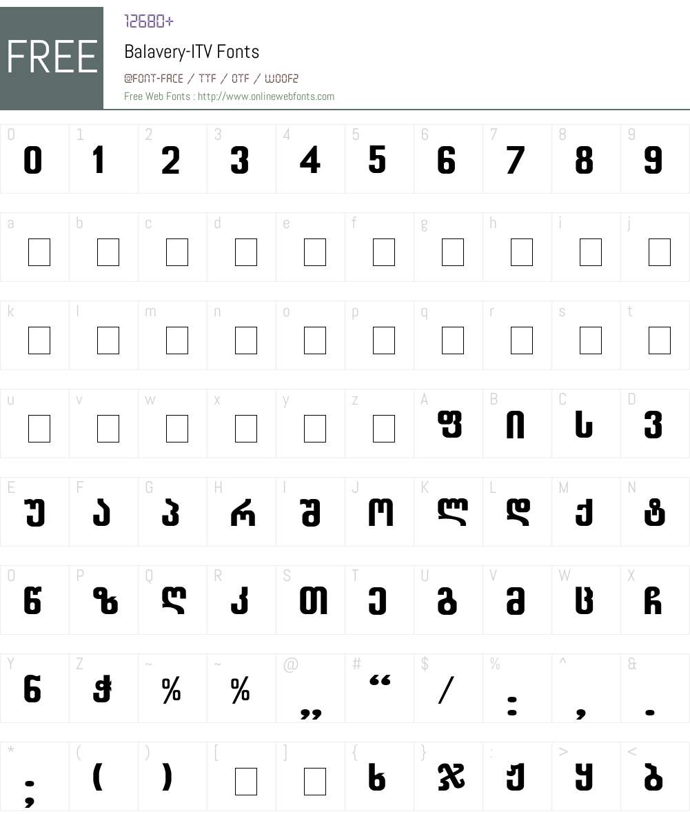 Balavery-ITV Font Screenshots