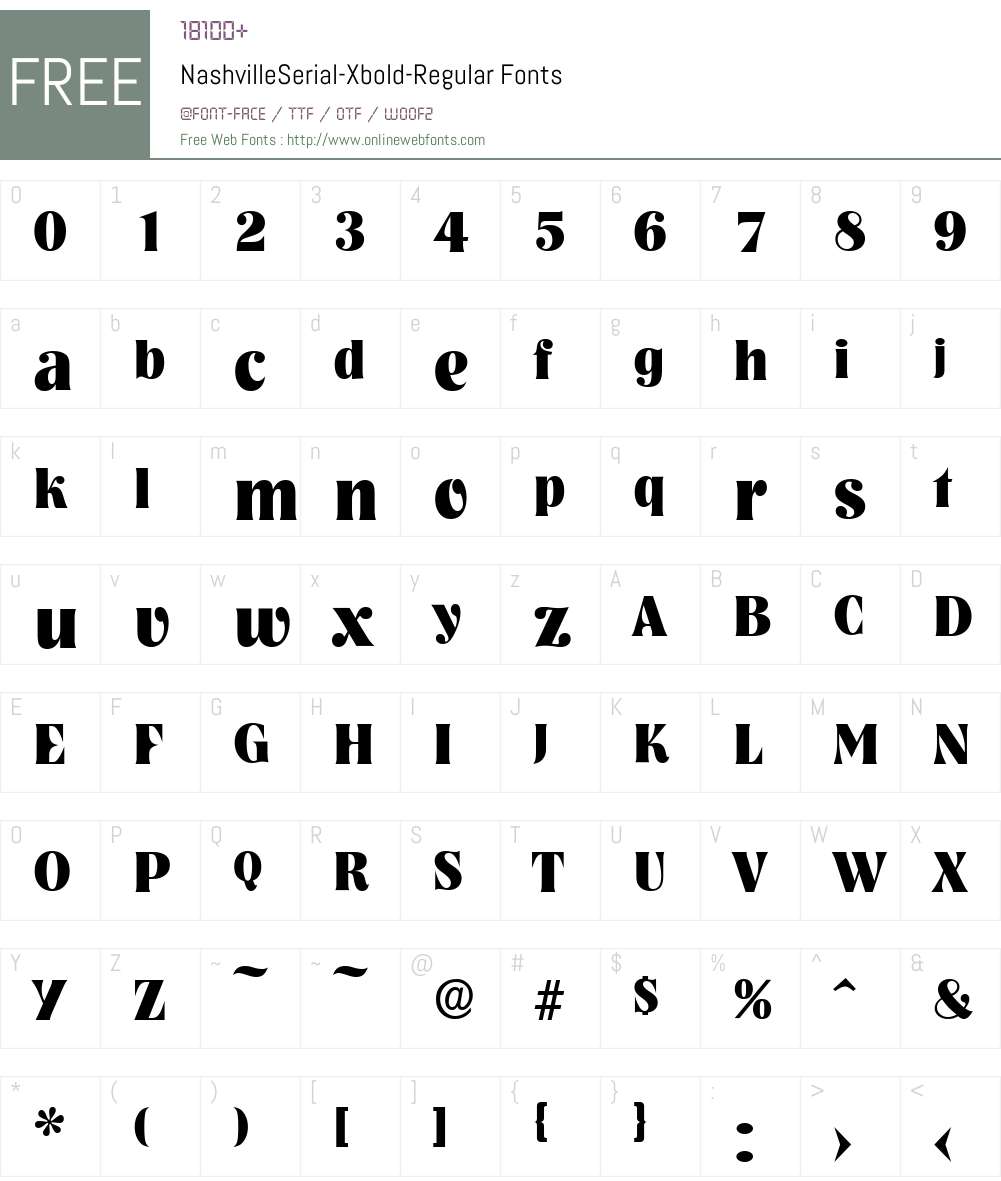 NashvilleSerial-Xbold Font Screenshots