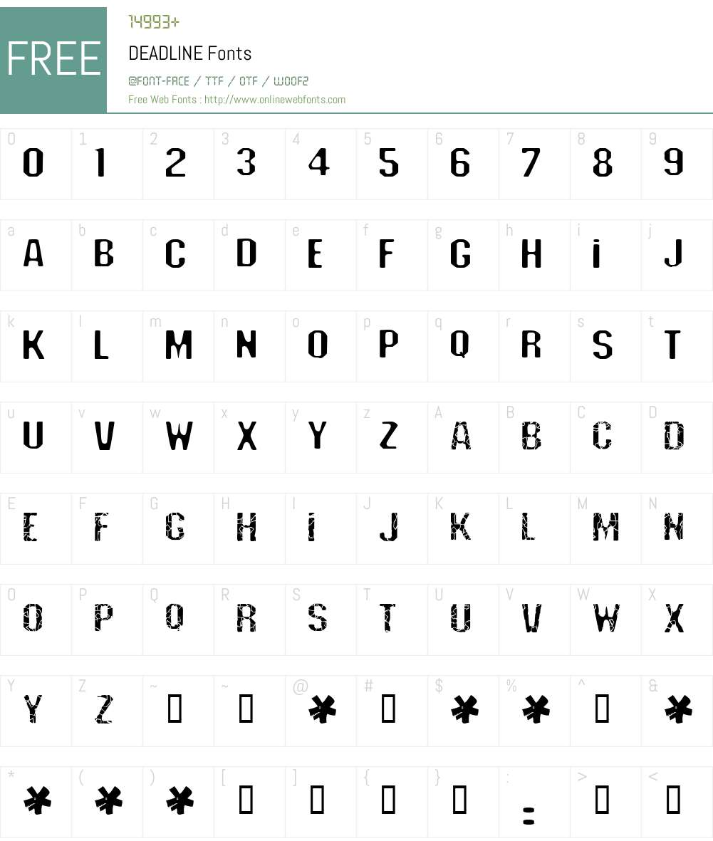 DEADLINE Font Screenshots