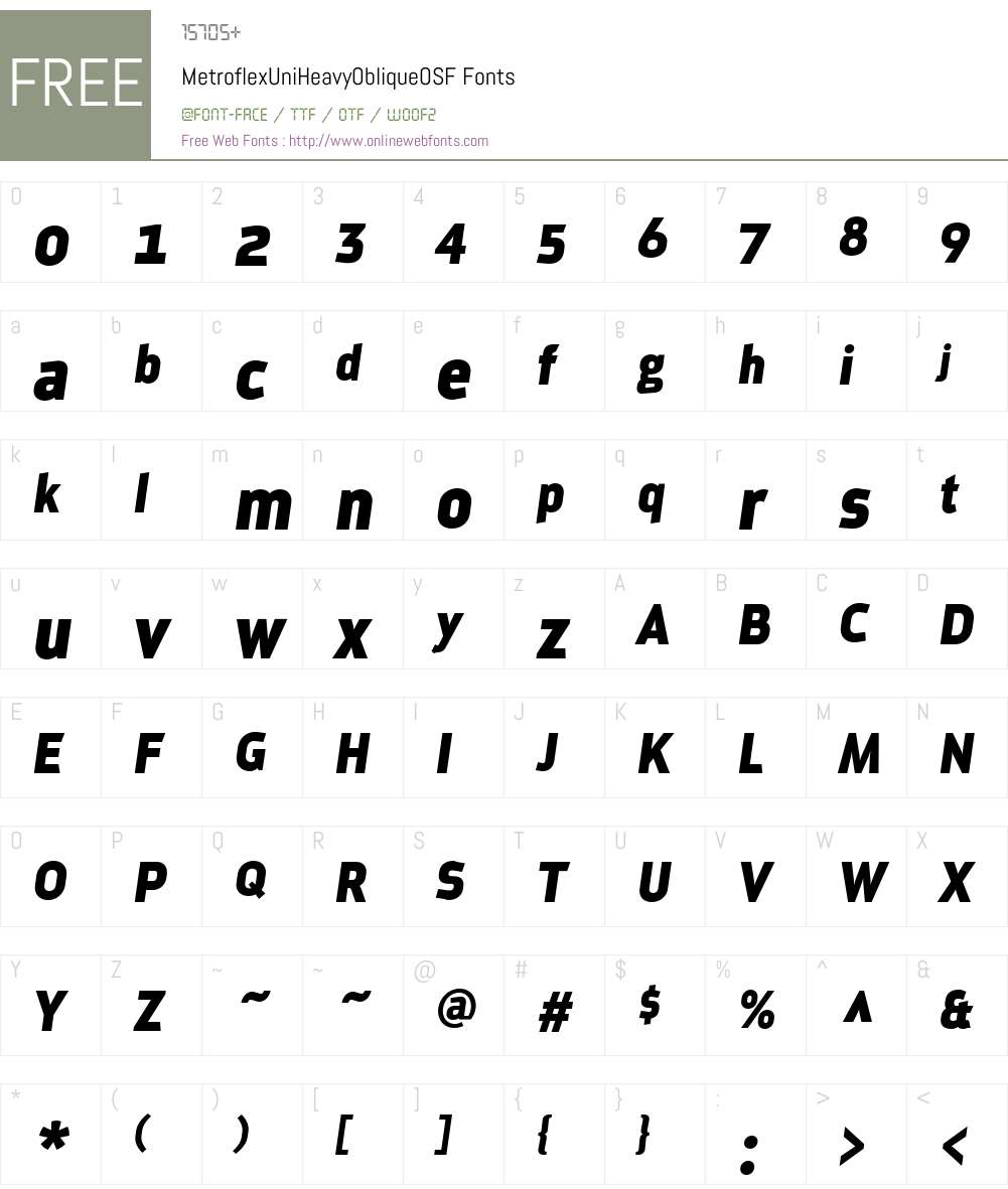 MetroflexW01-HeavyOblOsF Font Screenshots