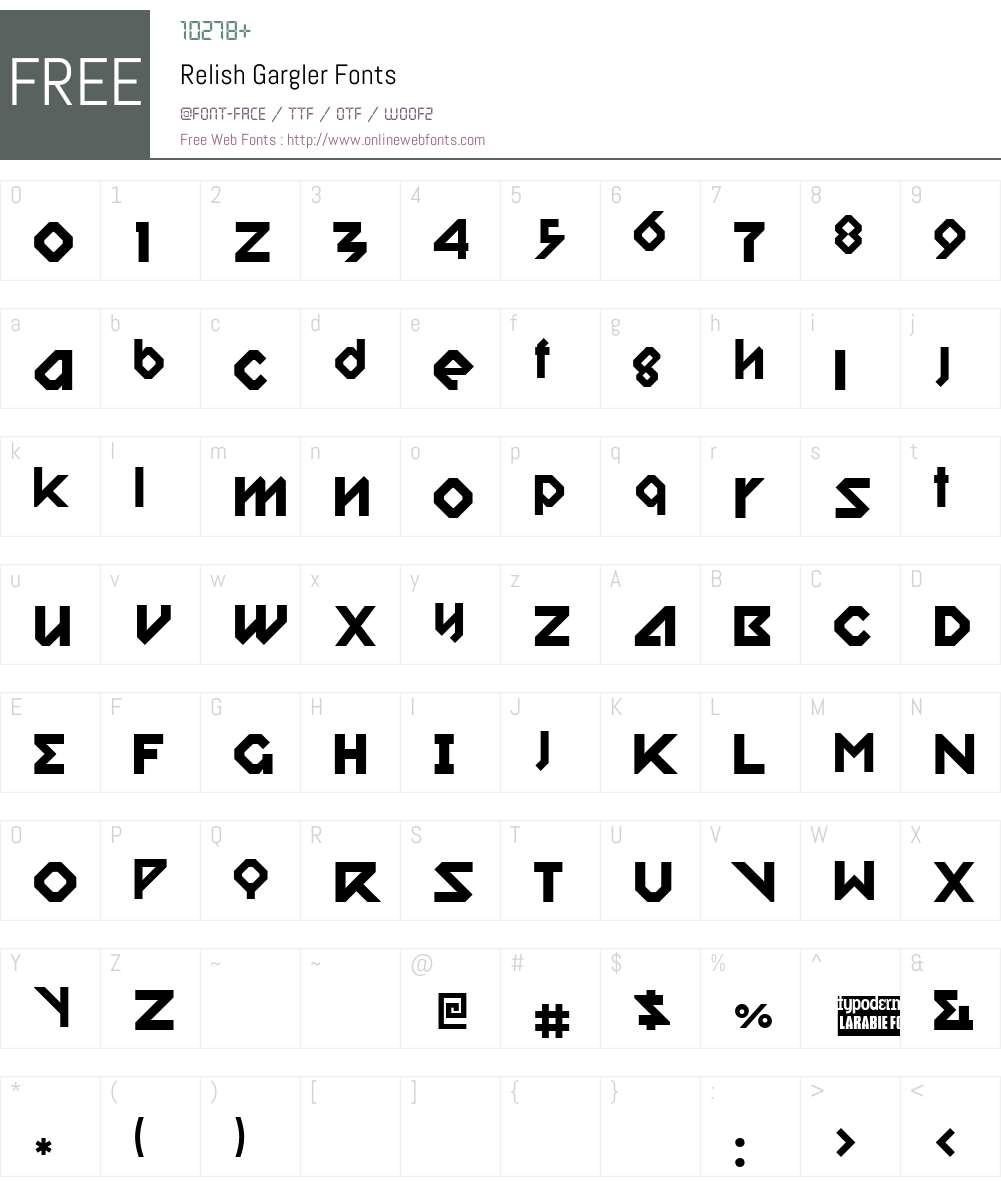 Relish Gargler Font Screenshots