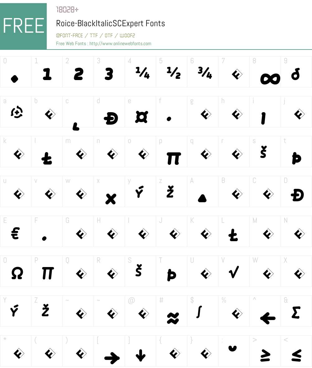 Roice-BlackItalicSCExpert Font Screenshots