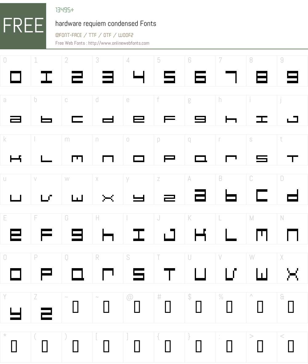 hardware requiem condensed Font Screenshots