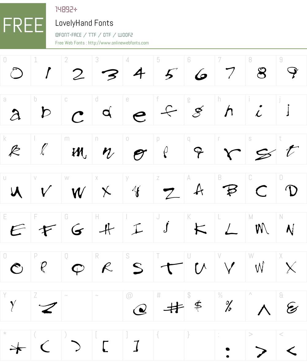 LovelyHand Font Screenshots
