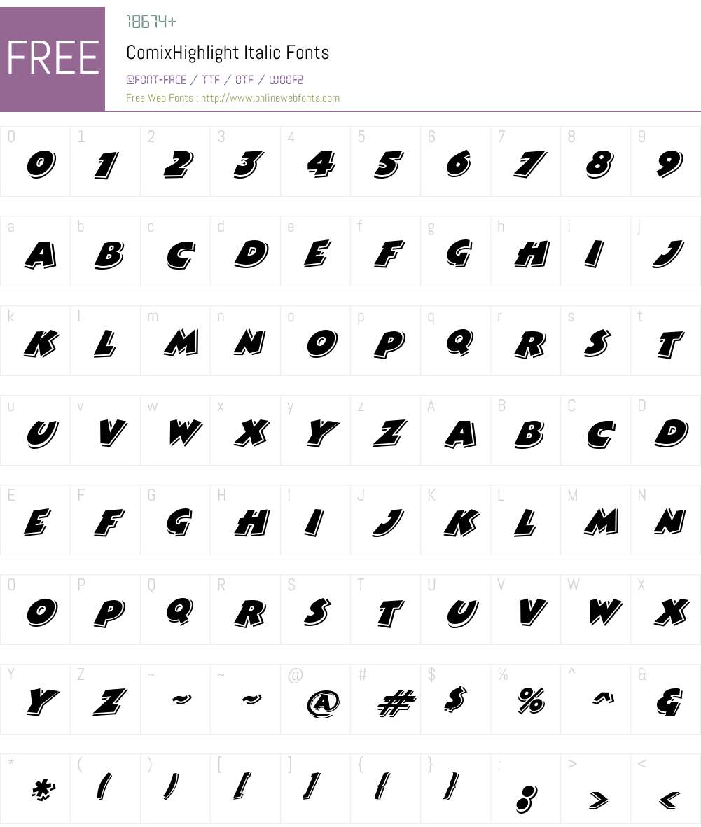 ComixHighlight Font Screenshots