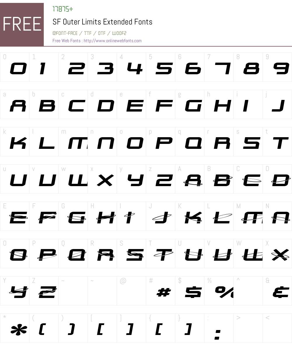 SF Outer Limits Extended Font Screenshots