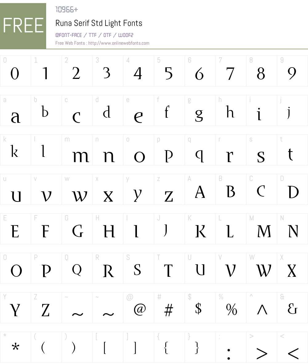 Runa Serif Std Font Screenshots