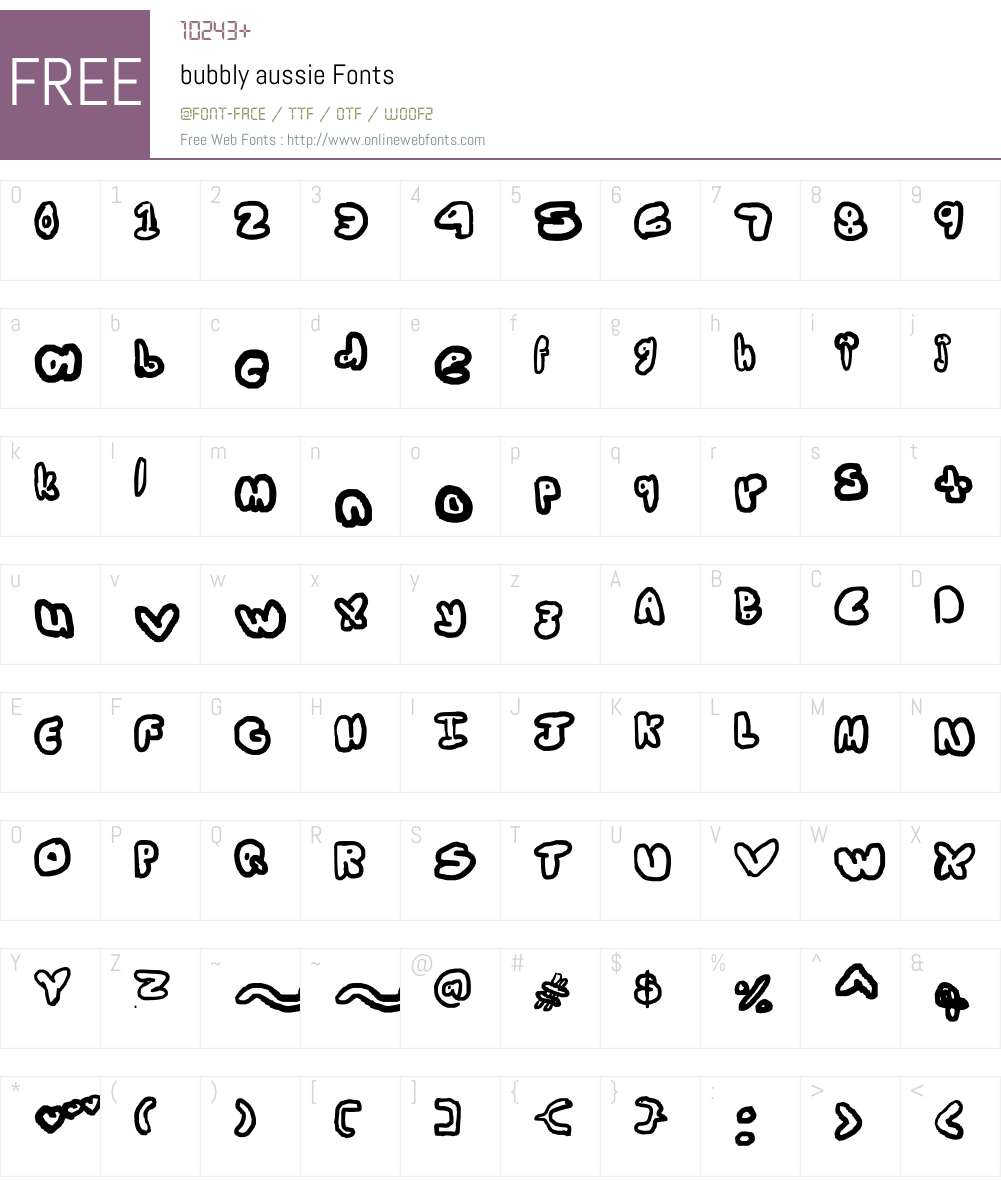 bubbly aussie Font Screenshots
