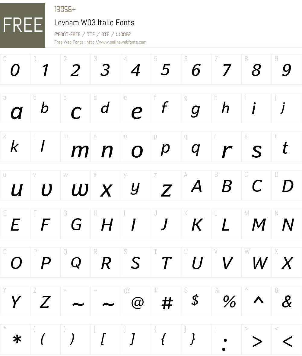 Levnam Font Screenshots