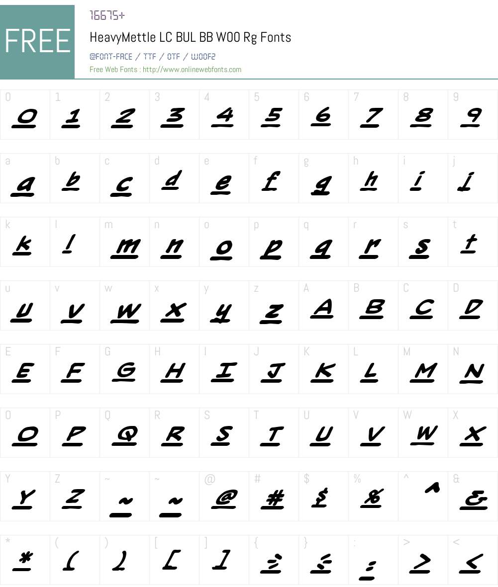 HeavyMettleLCBULBBW00-Rg Font Screenshots