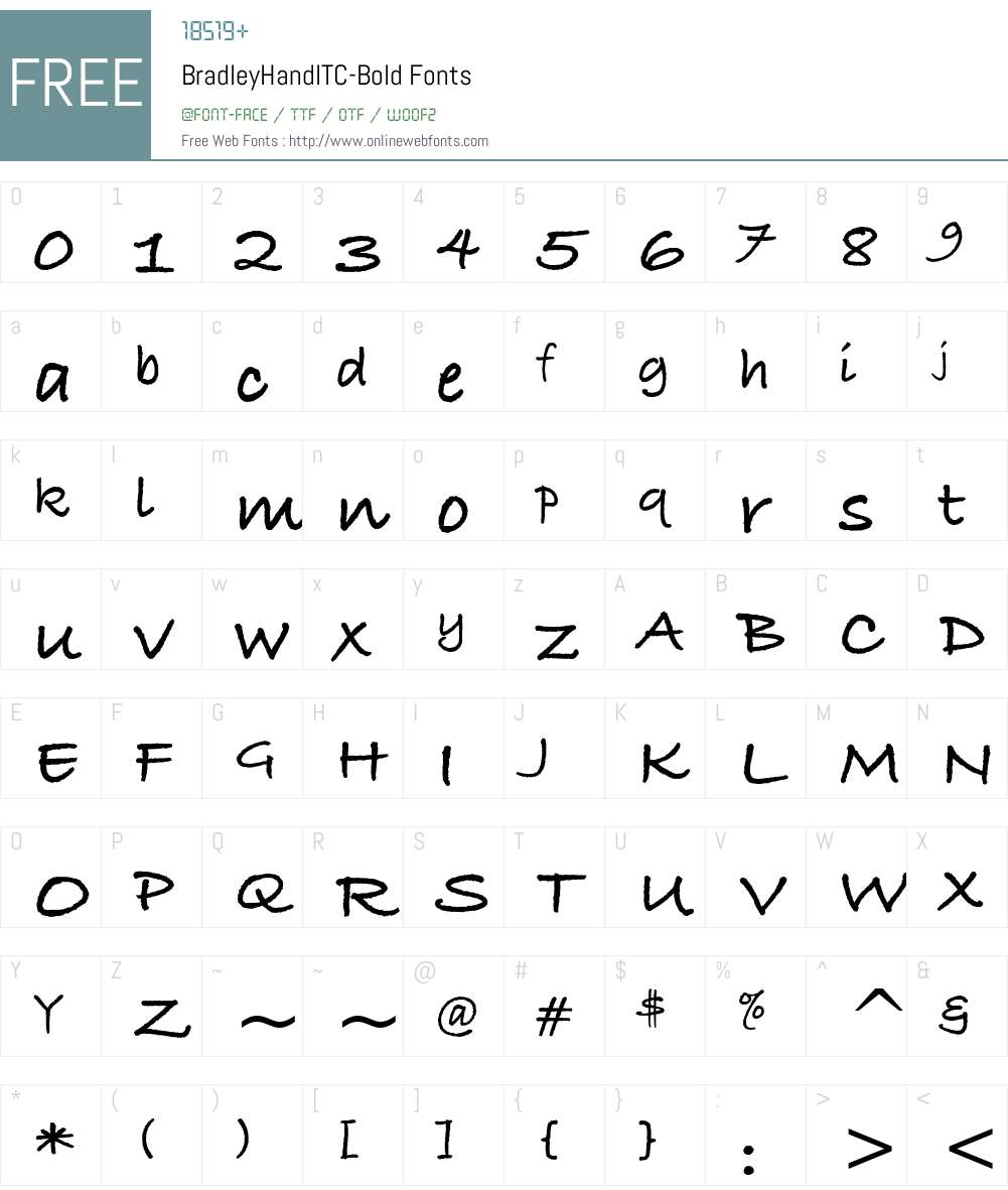 BradleyHandITC Font Screenshots
