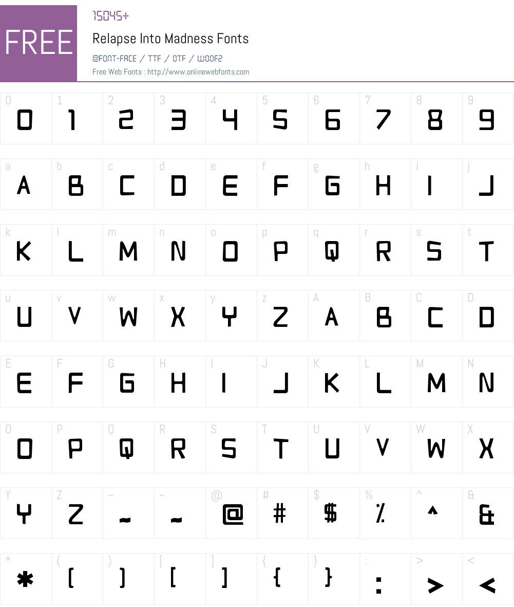 Relapse Into Madness Font Screenshots