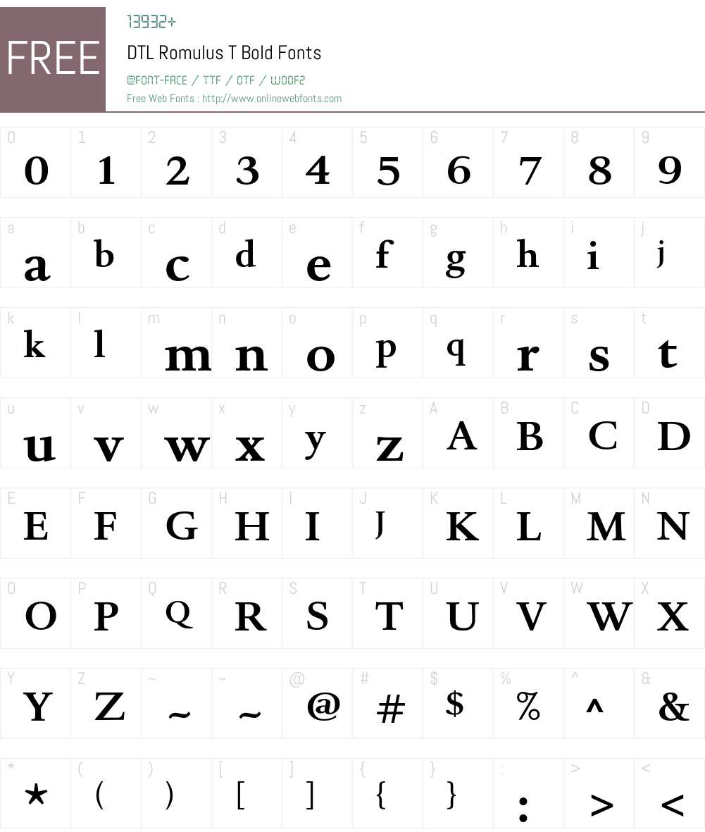DTLRomulusT Font Screenshots