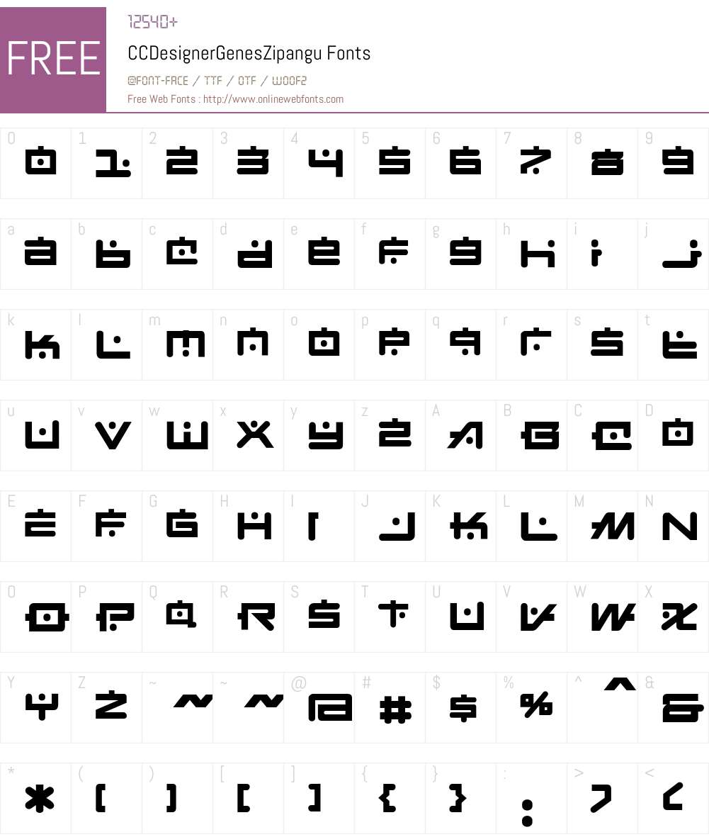 CCDesignerGenesZipangu Font Screenshots