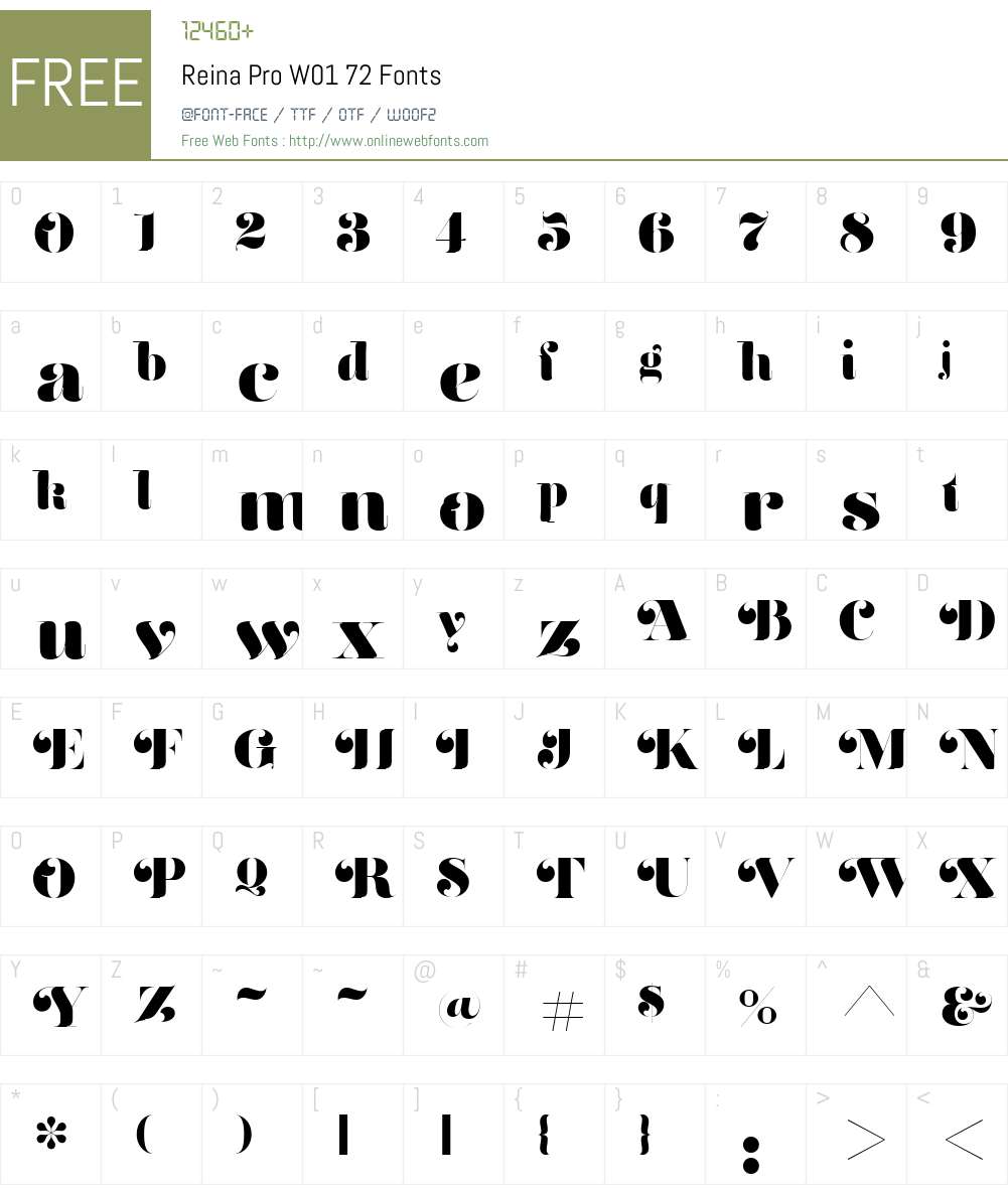 ReinaProW01-72 Font Screenshots
