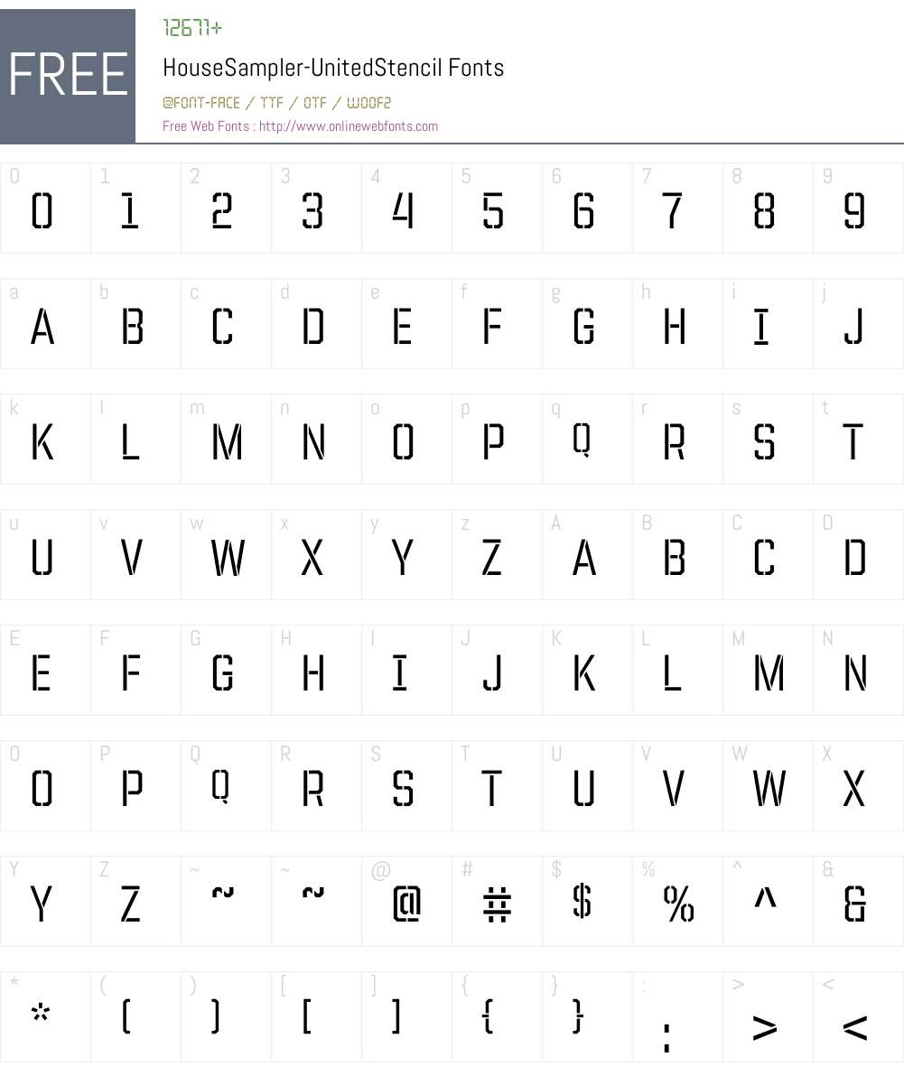 HouseSampler-UnitedStencil Font Screenshots