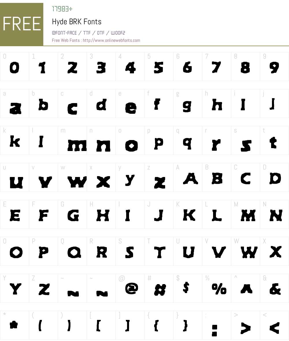 Hyde BRK Font Screenshots