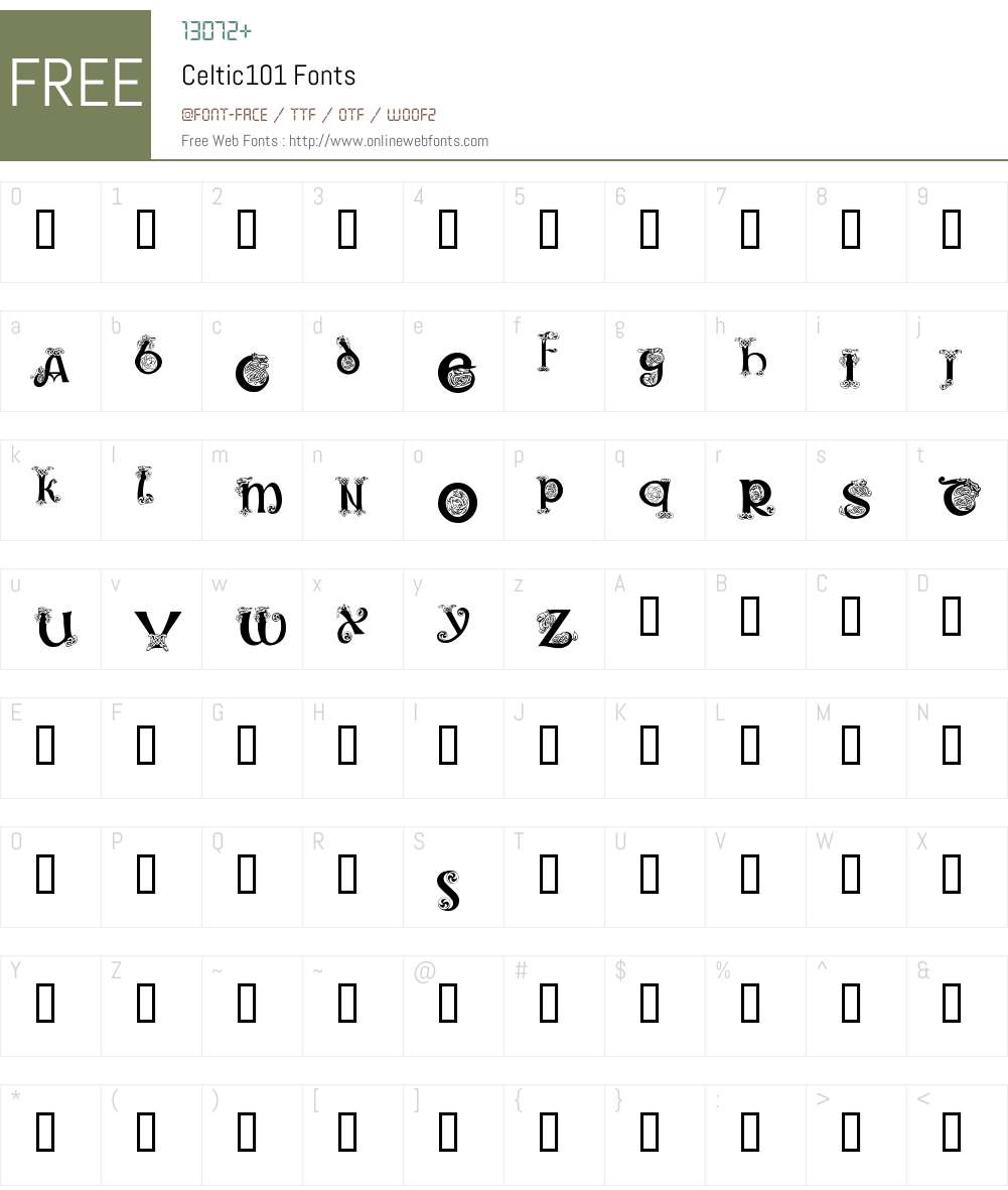 Celtic101 Font Screenshots