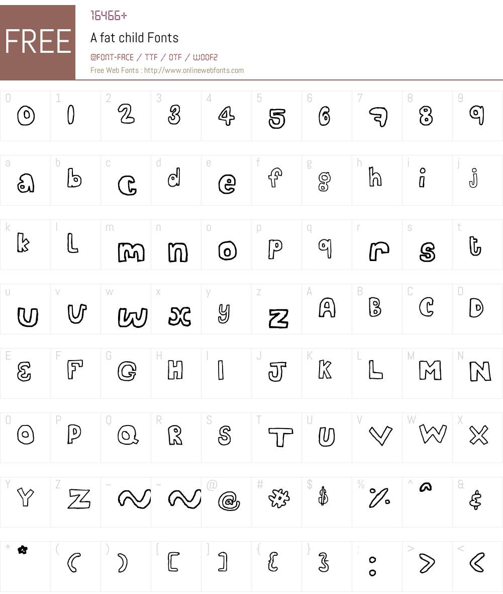 A fat child Font Screenshots