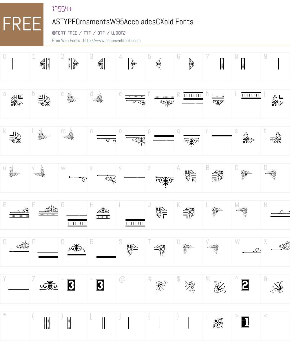 Astype Ornaments Accolades C Font Screenshots