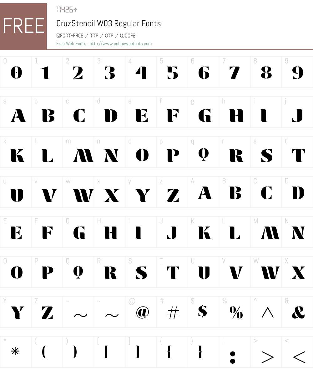 Cruz Stencil Font Screenshots