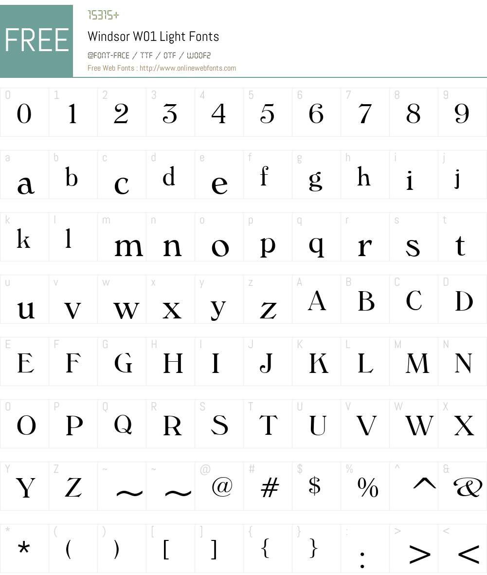 WindsorW01-Light Font Screenshots
