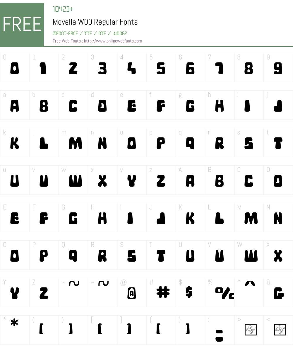 MovellaW00-Regular Font Screenshots