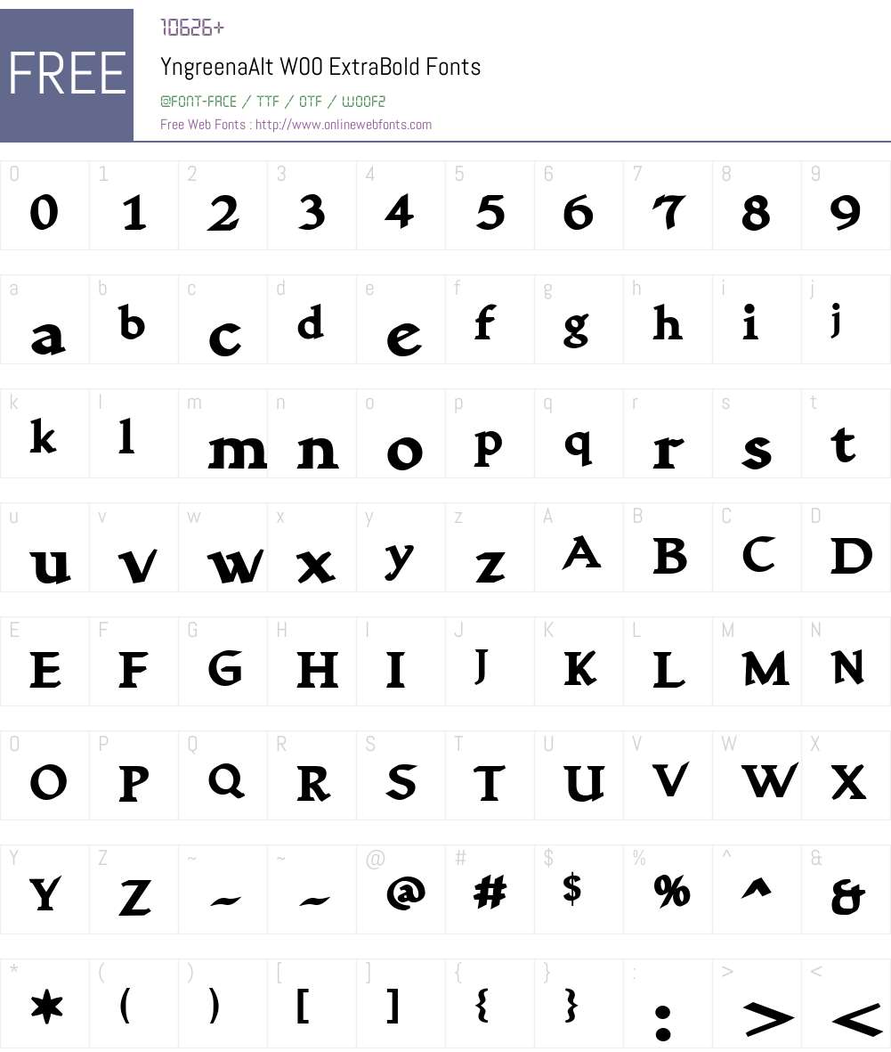 YngreenaAltW00-ExtraBold Font Screenshots