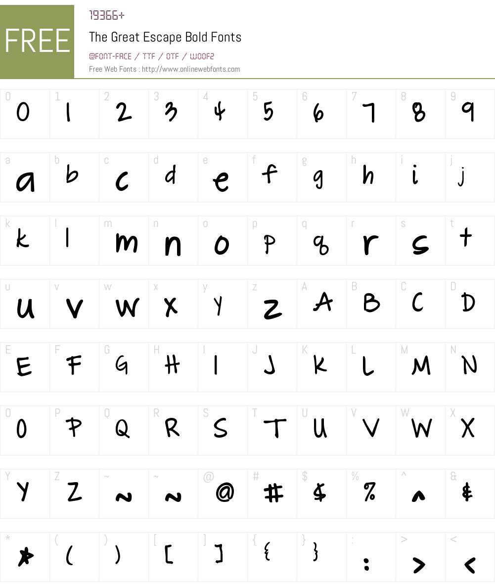 The Great Escape Font Screenshots
