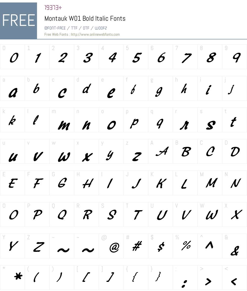 MontaukW01-BoldItalic Font Screenshots