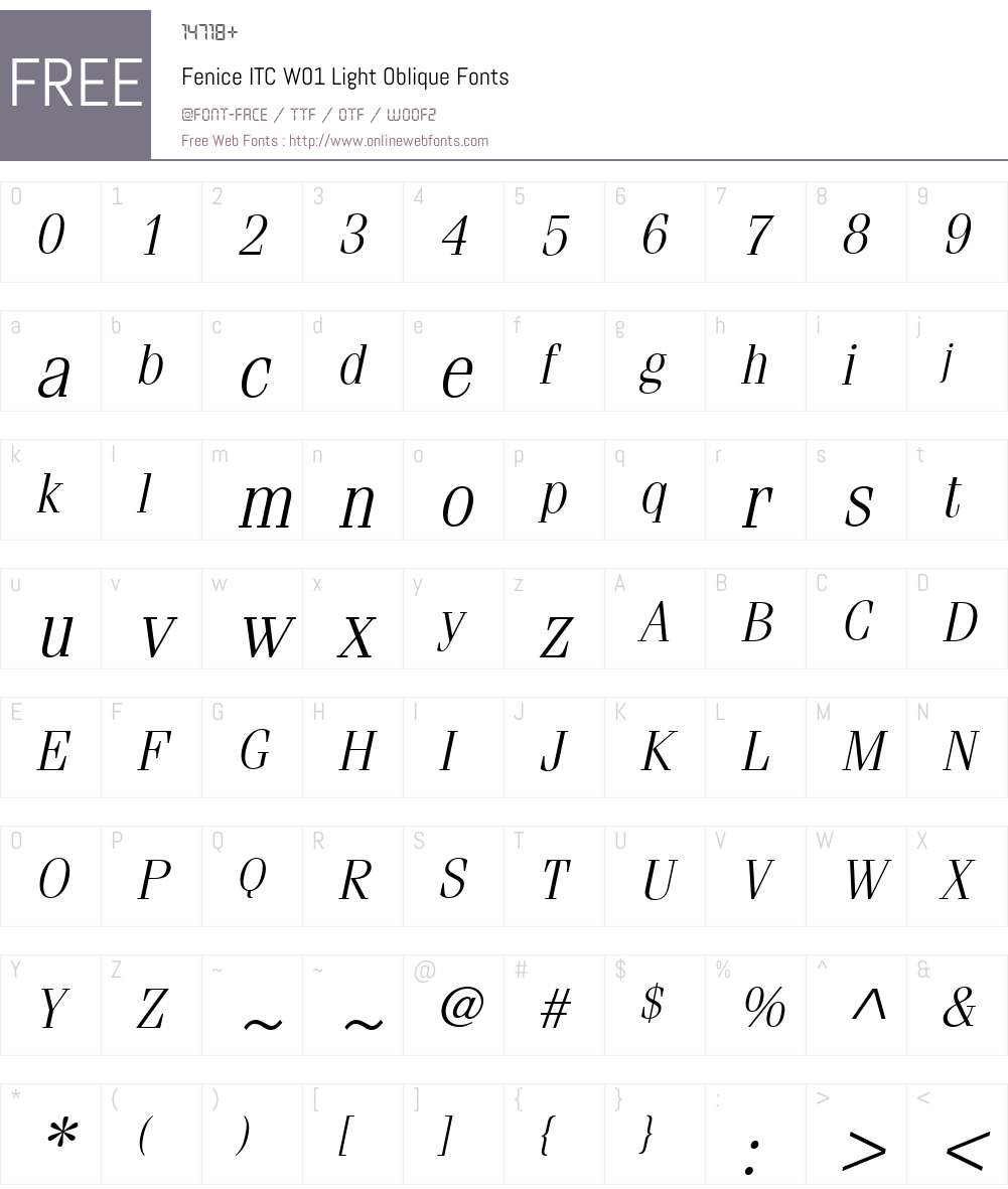 FeniceITCW01-LightOblique Font Screenshots