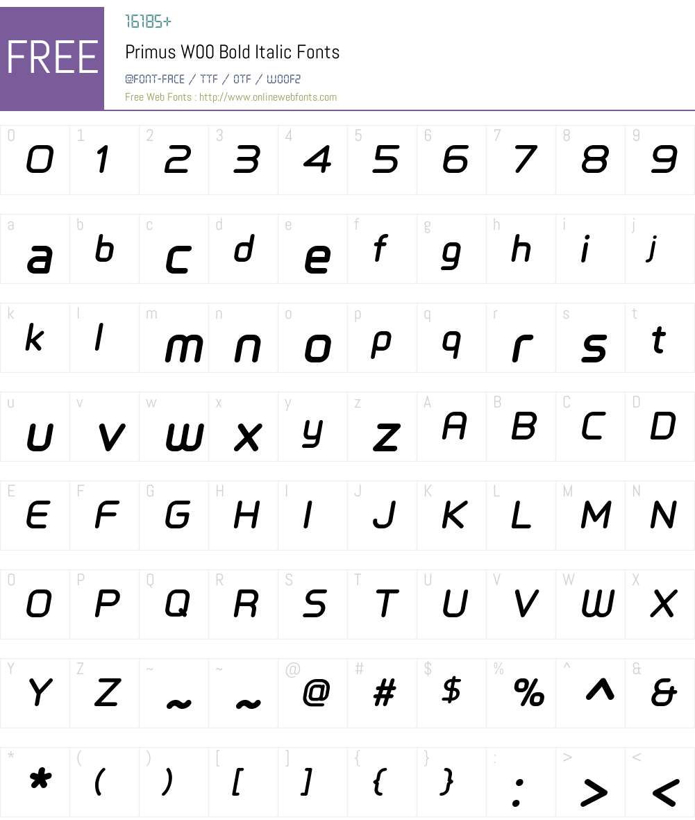 PrimusW00-BoldItalic Font Screenshots