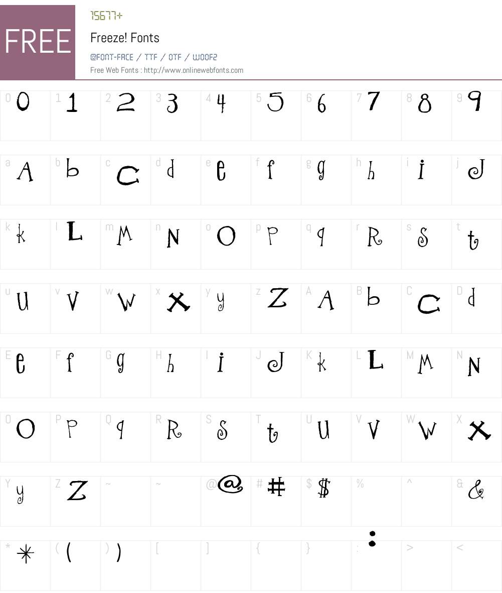 Freeze! Font Screenshots