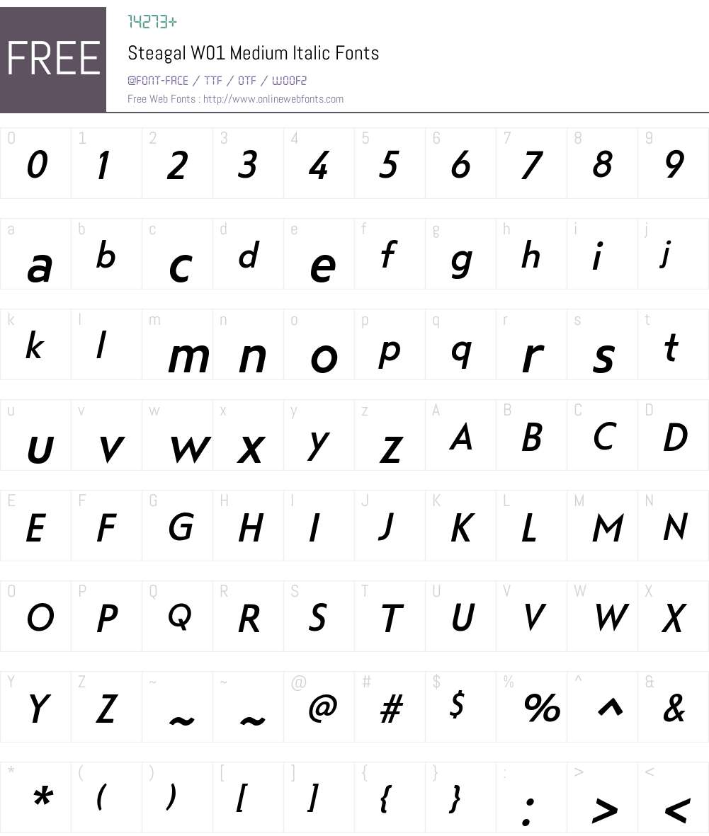 SteagalW01-MediumItalic Font Screenshots