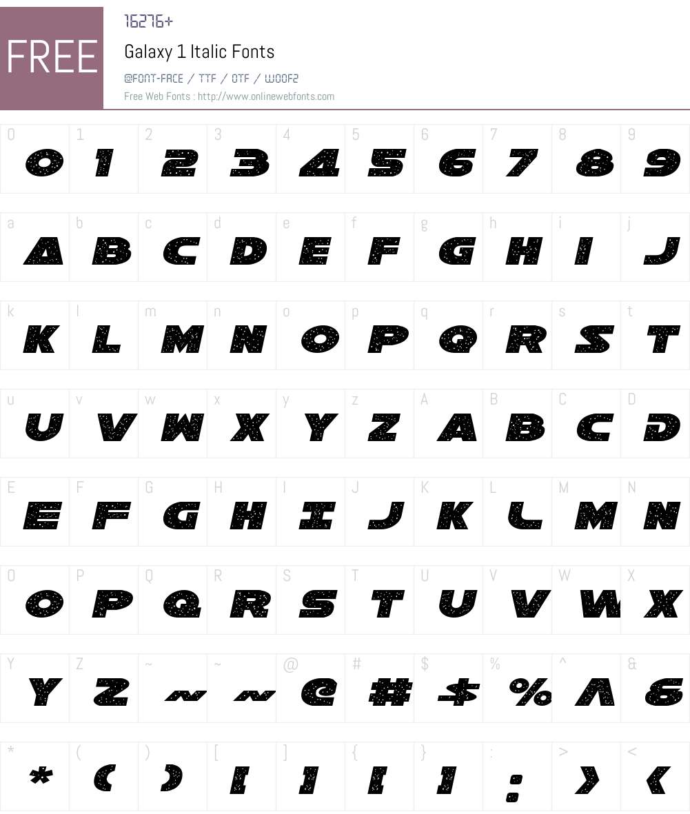Galaxy 1 Italic Font Screenshots