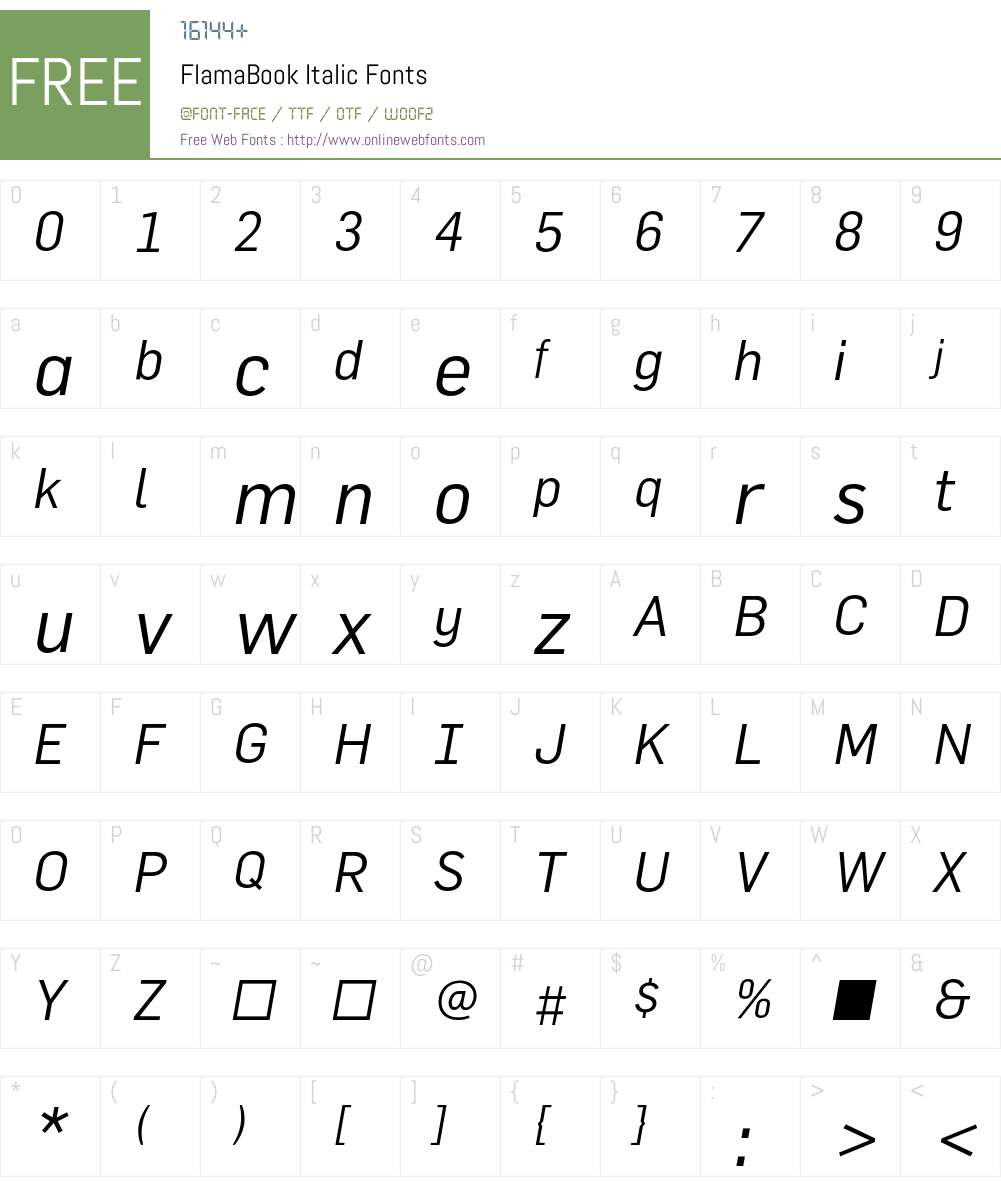 FlamaBook Font Screenshots