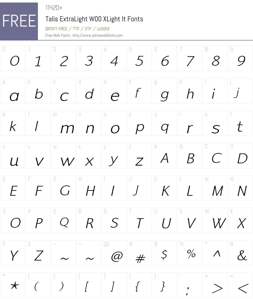TalisExtraLightW00-XLightIt Font Screenshots