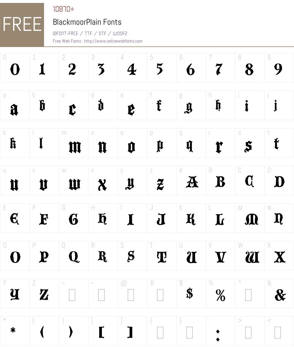 BlackmoorPlain Font Screenshots