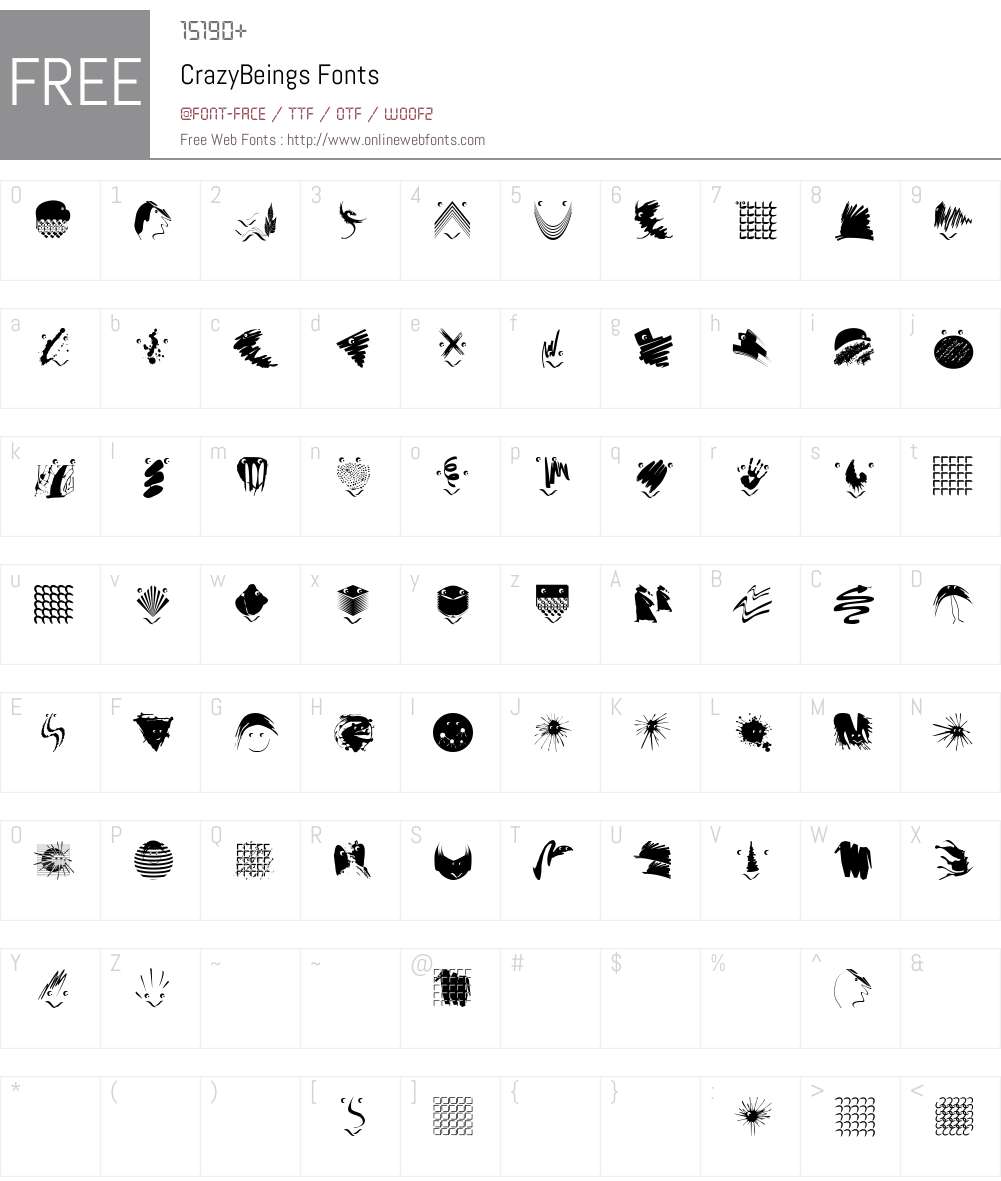 CrazyBeings Font Screenshots