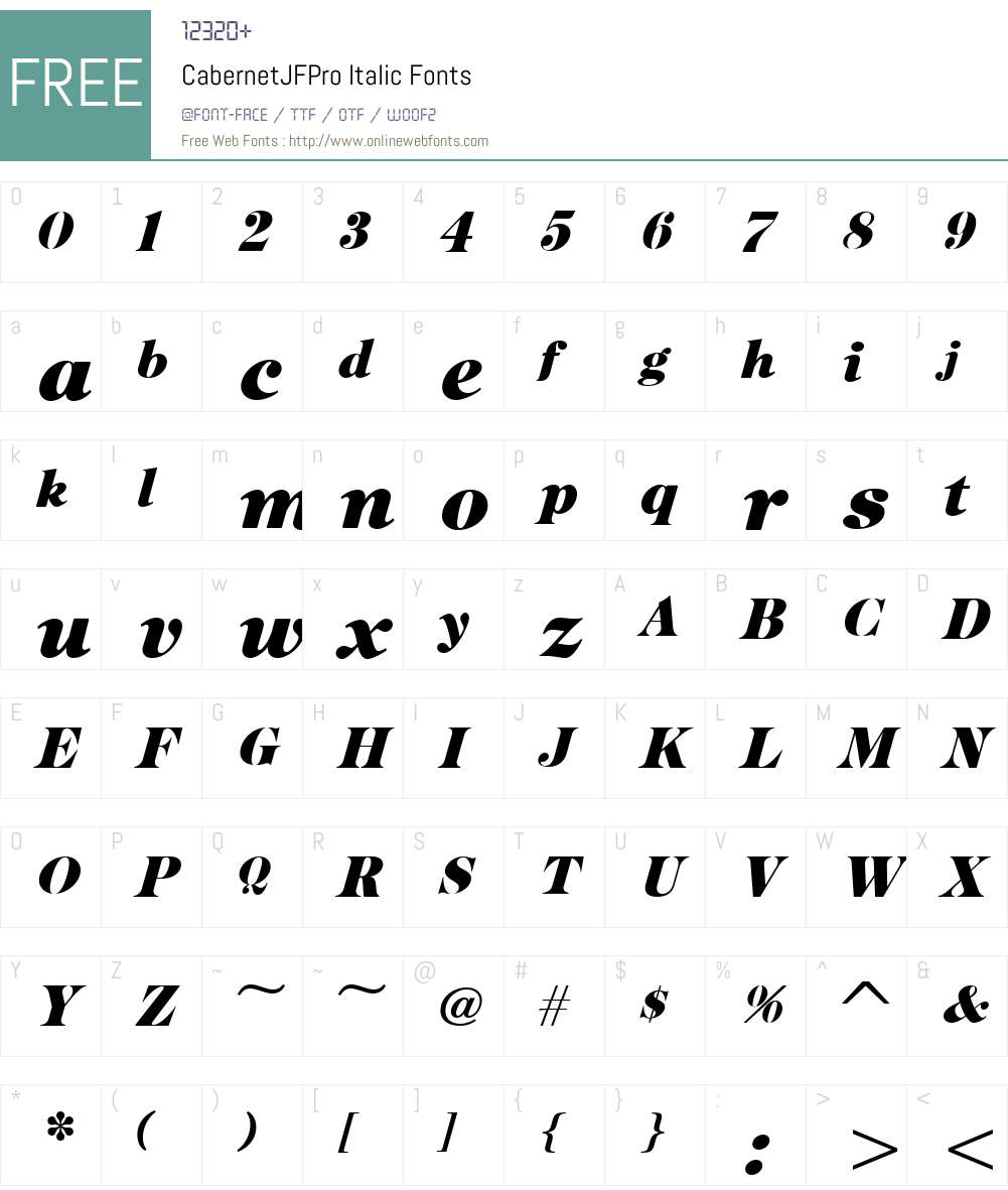 CabernetJFPro-Italic Font Screenshots