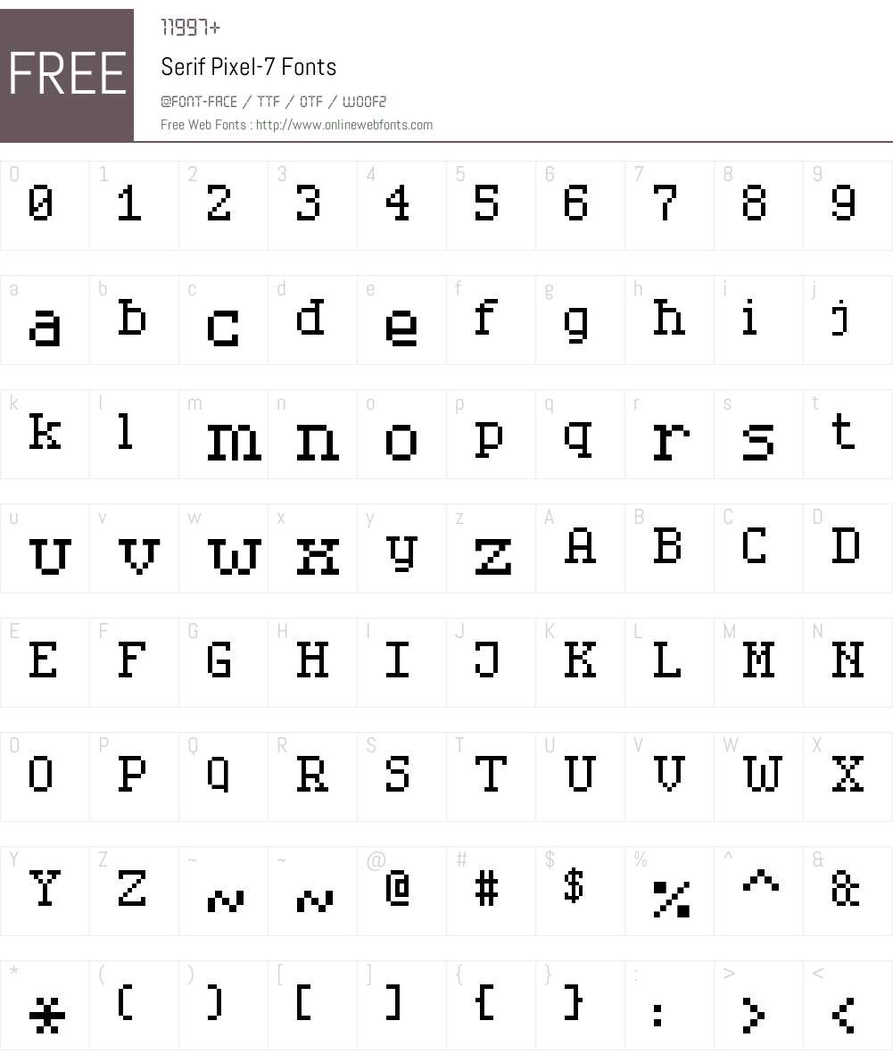 Serif Pixel-7 Font Screenshots