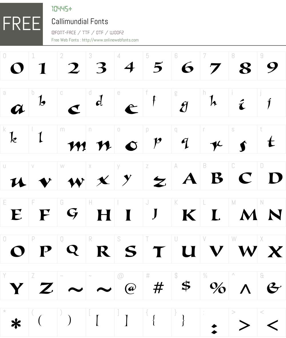 Callimundial Font Screenshots