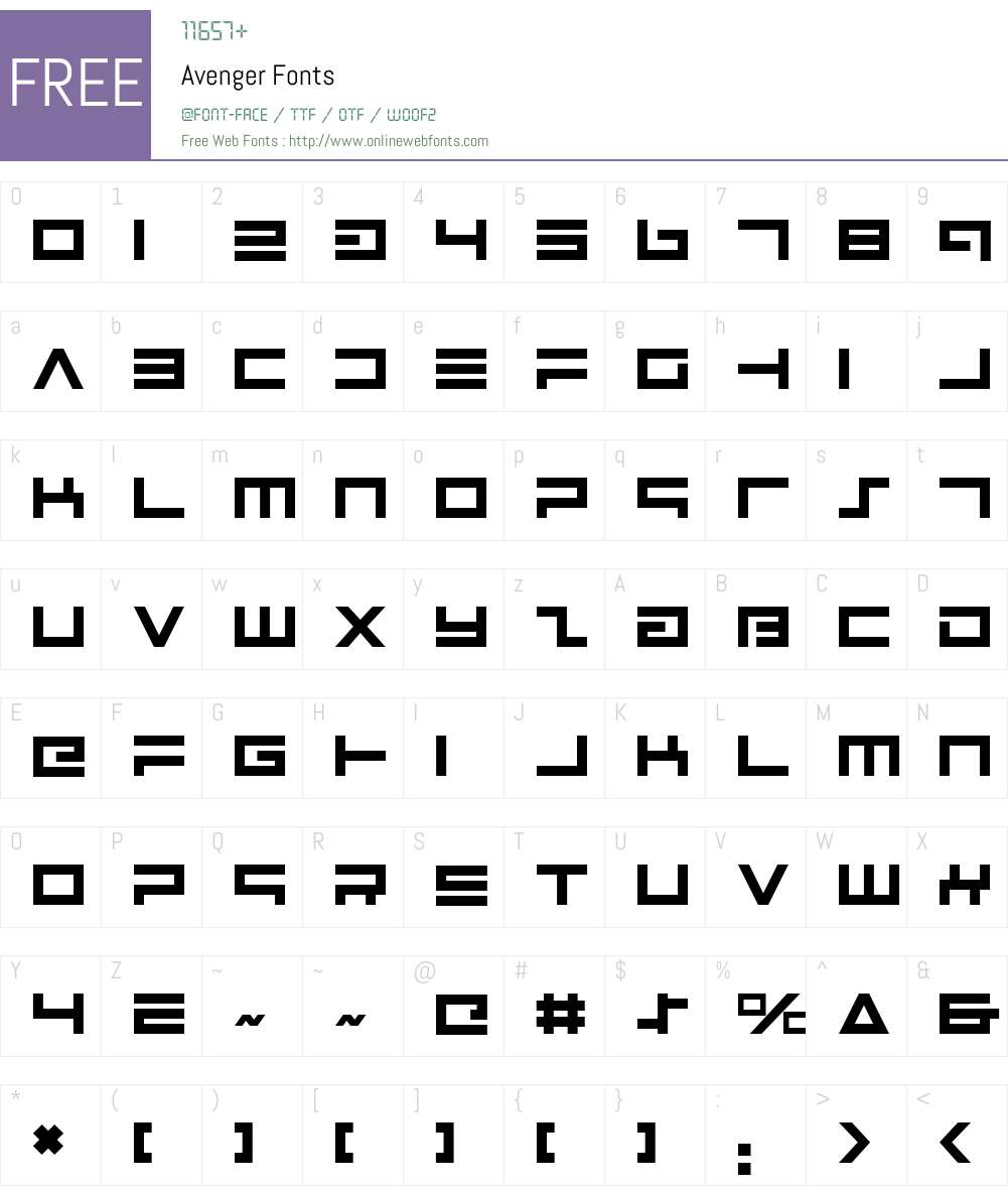 Avenger Font Screenshots