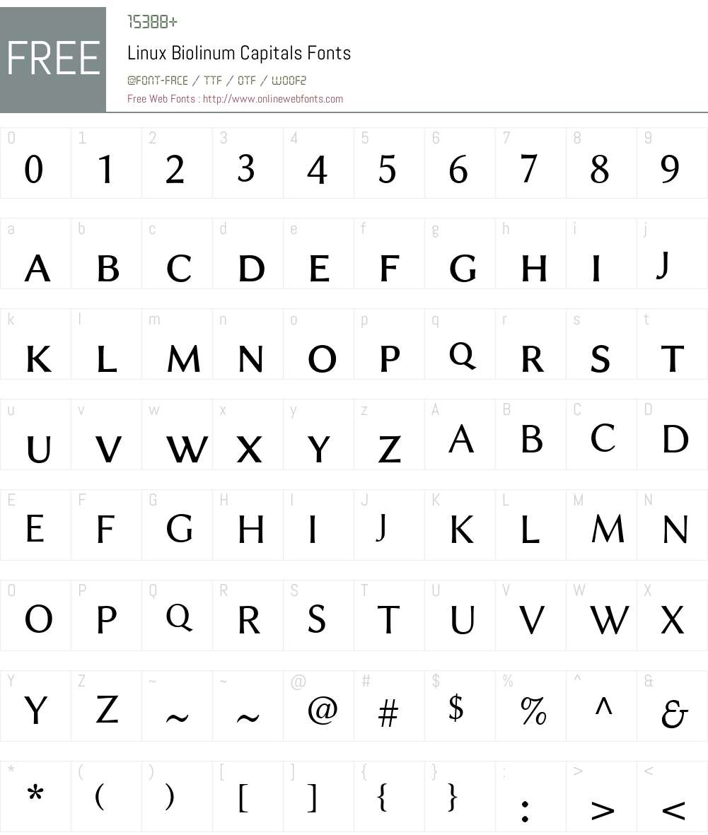 Linux Biolinum Capitals Font Screenshots