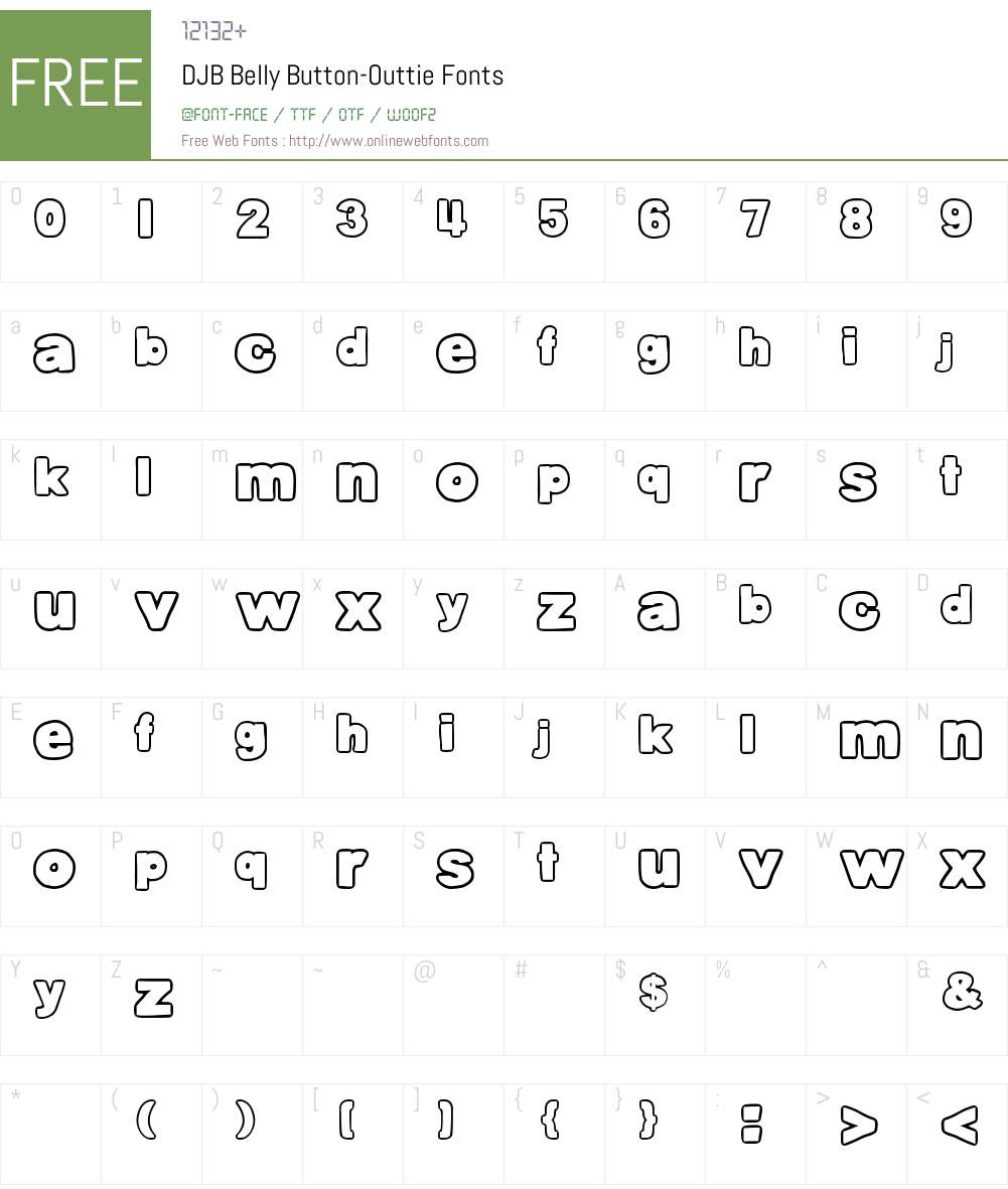 DJB Belly Button-Outtie Font Screenshots