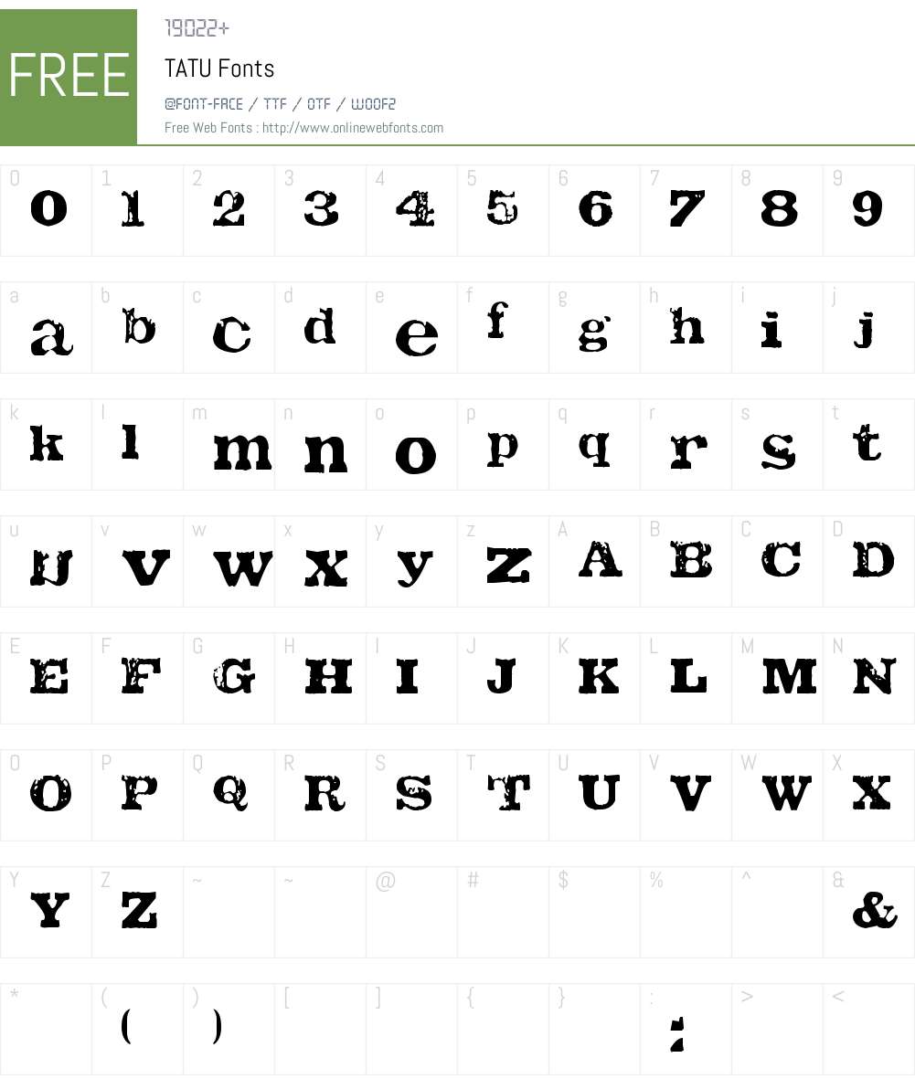 TATU Font Screenshots