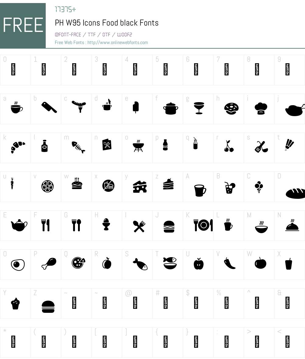 PHW95-IconsFoodblack Font Screenshots