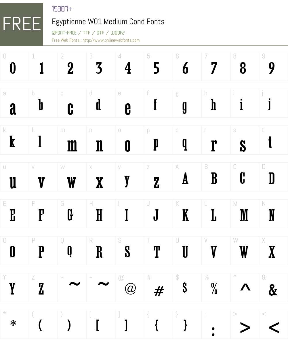 EgyptienneW01-MediumCond Font Screenshots